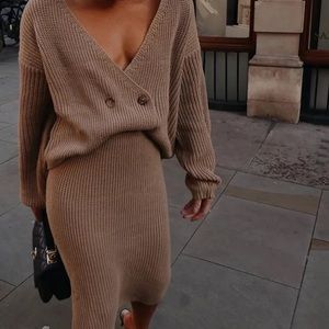 Knit Sweater/Midi Skirt Set